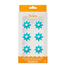 Picture of 6 TWO TONE SUGAR DAISIES LIGHT BLUE